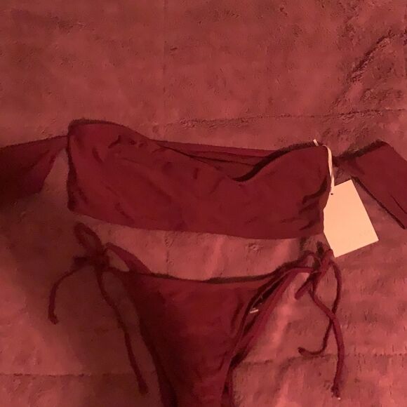 Burgundy Two Piece Swimwear - Picture 3 of 6